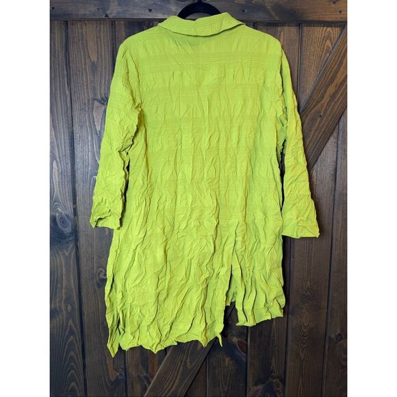Chalet Et Ceci Yellow Green Tunic Button Up Shirt - Picture 2 of 8